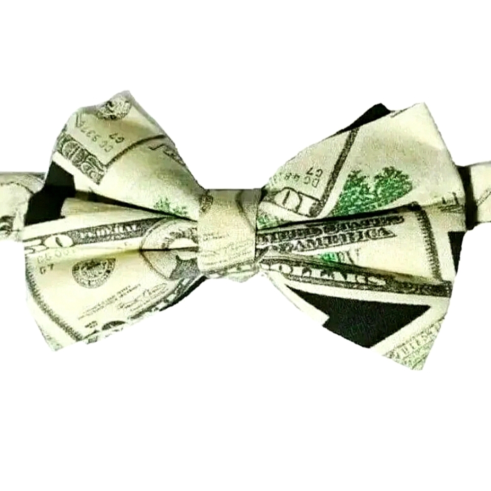 Father's Day Luxor Handmade Bowtie. "Cash Money". Pre-tied. Adjustable. 4.5"x3"